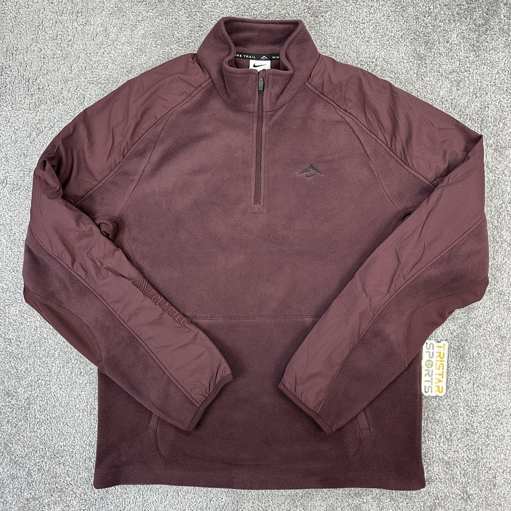Nike Trail Pullover Mens Small Maroon Polartec Fleece 1/4 Zip FV9962-652